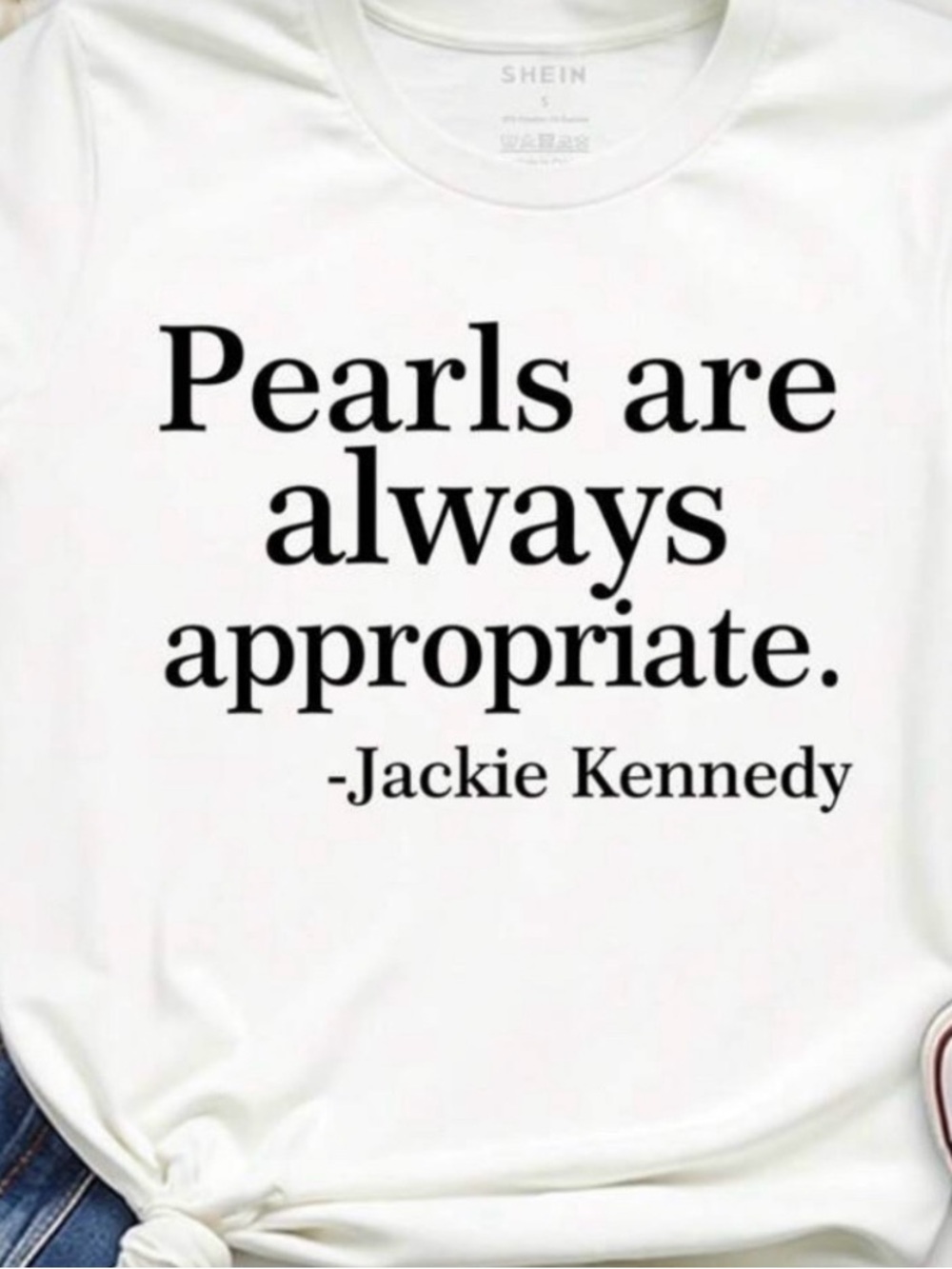 White 'Pearls are Always Appropriate' Graphic Tee